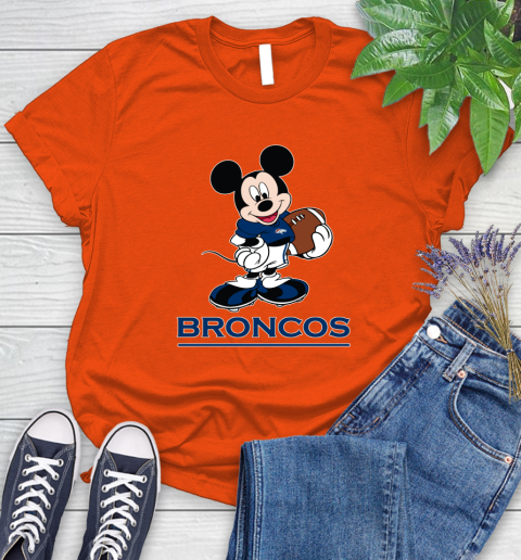 NFL Football Denver Broncos Cheerful Mickey Mouse Shirt Women's T-Shirt 4