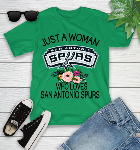 NBA Just A Woman Who Loves San Antonio Spurs Basketball Sports Youth T-Shirt 3