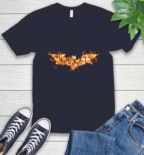 NBA Houston Rockets Batman Logo DC Basketball Sports Shirt V-Neck T-Shirt 2