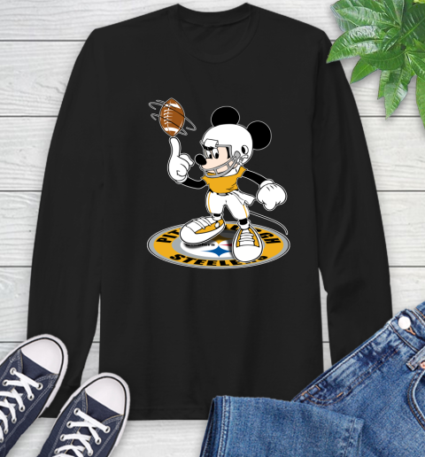 NFL Football Pittsburgh Steelers Cheerful Mickey Disney Shirt Long Sleeve T-Shirt