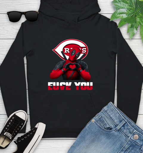 MLB Cincinnati Reds Deadpool Love You Fuck You Baseball Sports Youth Hoodie