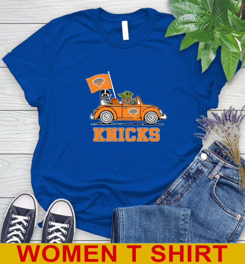 NBA Basketball New York Knicks Darth Vader Baby Yoda Driving Star Wars Shirt Women's T-Shirt 9