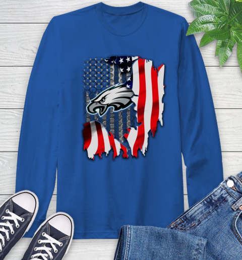 Philadelphia Eagles NFL Football American Flag Long Sleeve T-Shirt 10