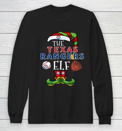 Texas Rangers Christmas ELF Funny MLB Long Sleeve T-Shirt