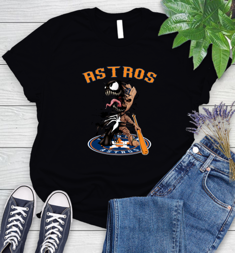 MLB Houston Astros Baseball Venom Groot Guardians Of The Galaxy Women's T-Shirt 2