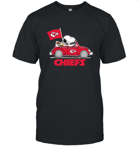 Snoopy And Woodstock Ride The Kansas City Chiefs Car NFL Unisex Jersey Tee