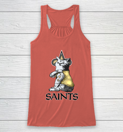 NFL Football My Cat Loves New Orleans Saints Racerback Tank 3