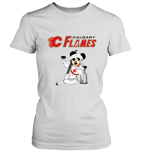 Mickey Calgary Flames With The Stanley Cup Hockey NHL Women's T-Shirt
