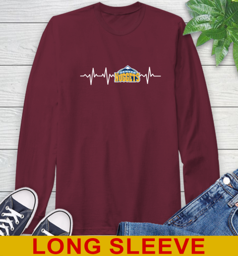 Denver Nuggets NBA Basketball Heart Beat Shirt Long Sleeve T-Shirt 7