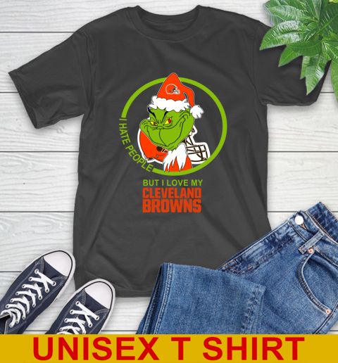 Cleveland Browns NFL Christmas Grinch I Hate People But I Love My Favorite Football Team T-Shirt 2