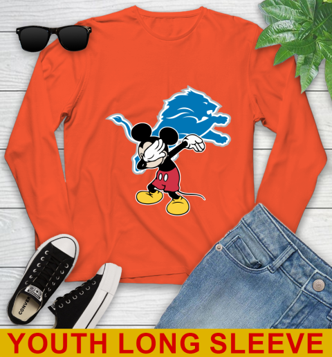 Detroit Lions NFL Football Dabbing Mickey Disney Sports Youth Long Sleeve 4