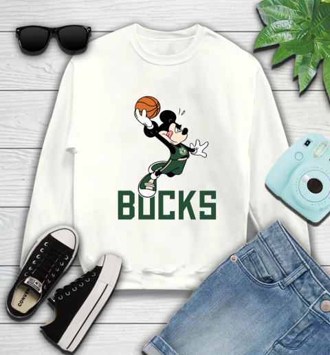 NBA Basketball Milwaukee Bucks Cheerful Mickey Mouse Shirt Sweatshirt 2