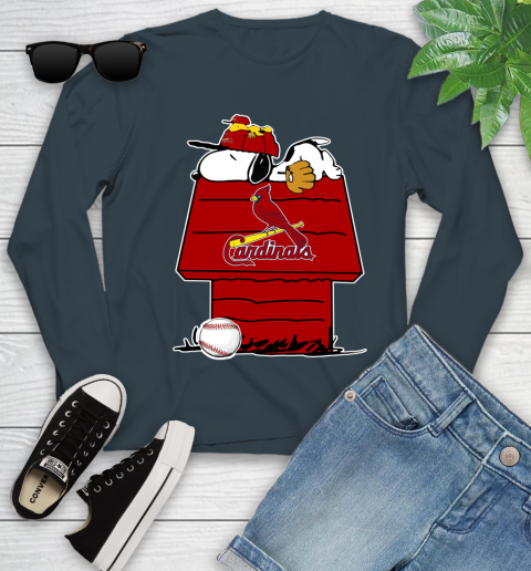 MLB St.Louis Cardinals Snoopy Woodstock The Peanuts Movie Baseball T Shirt Youth Long Sleeve 8