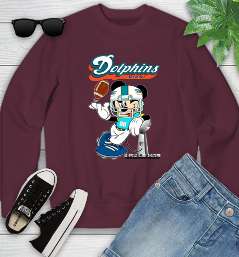 NFL Miami Dolphins Mickey Mouse Disney Super Bowl Football T Shirt Youth Sweatshirt 15