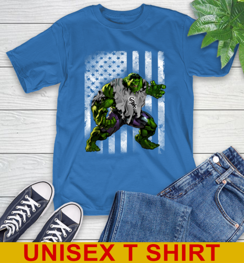 Chicago White Sox Hulk Marvel Avengers MLB Baseball American Flag T-Shirt 11