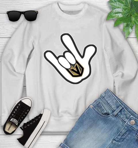 Vegas Golden Knights NHL Hockey Mickey Rock Hand Disney Youth Sweatshirt