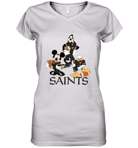 Mickey Donald Goofy The Three New Orleans Saints Football Women's V-Neck T-Shirt
