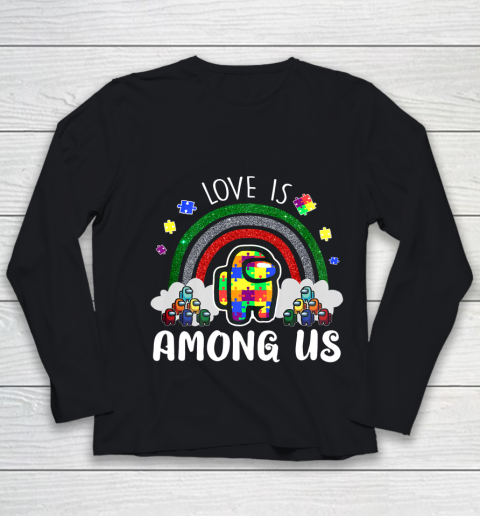 Among Us Game Shirt Love Is Among With Us Autism Awareness For Game Lover Youth Long Sleeve