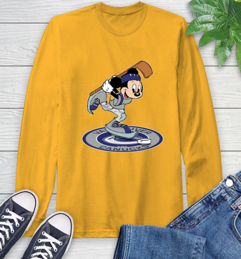 NHL Hockey Vancouver Canucks Cheerful Mickey Disney Shirt Long Sleeve T-Shirt 3