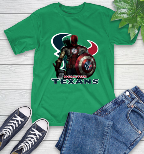 NFL Captain America Thor Spider Man Hawkeye Avengers Endgame Football Houston Texans T-Shirt 7