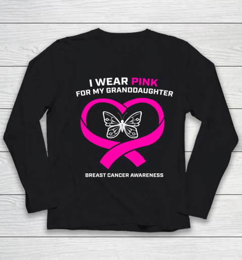 I Wear Pink For My Granddaughter Breast Cancer Awareness Youth Long Sleeve