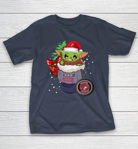 Arizona Coyotes Christmas Baby Yoda Star Wars Funny Happy NHL T-Shirt 5