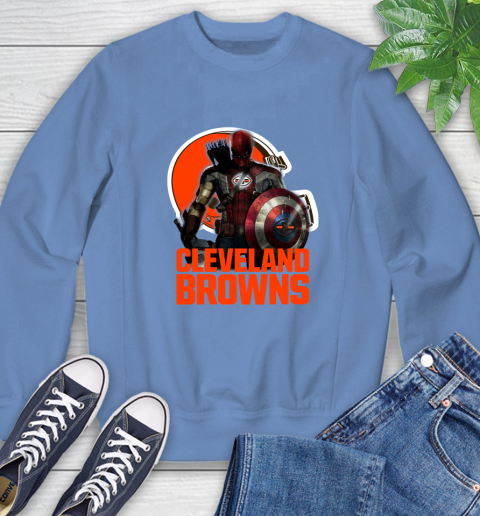 NFL Captain America Thor Spider Man Hawkeye Avengers Endgame Football Cleveland Browns Sweatshirt 11
