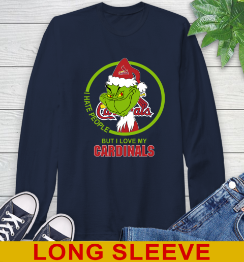 St.Louis Cardinals MLB Christmas Grinch I Hate People But I Love My Favorite Baseball Team Long Sleeve T-Shirt 4