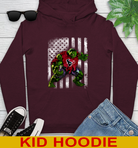 Houston Texans Hulk Marvel Avengers NFL Football American Flag Youth Hoodie 7