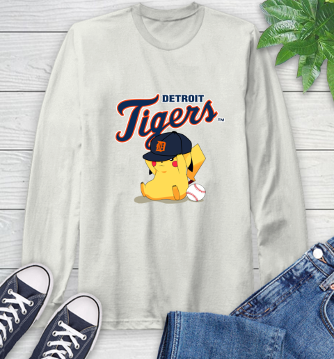 MLB Pikachu Baseball Sports Detroit Tigers Long Sleeve T-Shirt 12