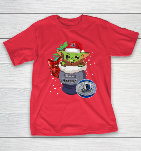 Dallas Mavericks Christmas Baby Yoda Star Wars Funny Happy NBA T-Shirt 10