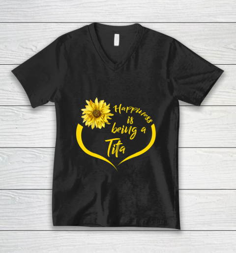 Womens Tita Gift Happiness Is Being A Tita V-Neck T-Shirt