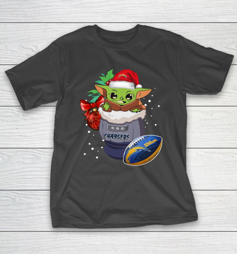 Los Angeles Chargers Christmas Baby Yoda Star Wars Funny Happy NFL T-Shirt 2
