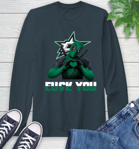 NHL Dallas Stars Deadpool Love You Fuck You Hockey Sports Long Sleeve T-Shirt 9