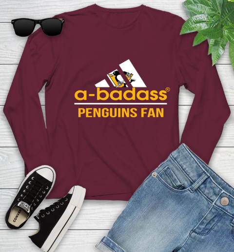 NHL A Badass Pittsburgh Penguins Fan Adidas Hockey Sports Youth Long Sleeve 6