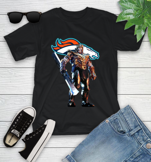 NFL Thanos Gauntlet Avengers Endgame Football Denver Broncos Youth T-Shirt 2
