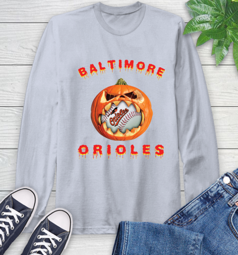 MLB Baltimore Orioles Halloween Pumpkin Baseball Sports Long Sleeve T-Shirt 6