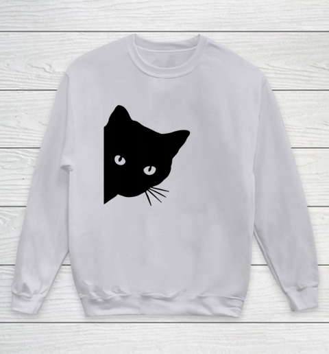 Black Cat Face Watching Funny Cat Halloween Gifts Cat Lovers T Shirt.QZSPTYUYC4 Youth Sweatshirt 2