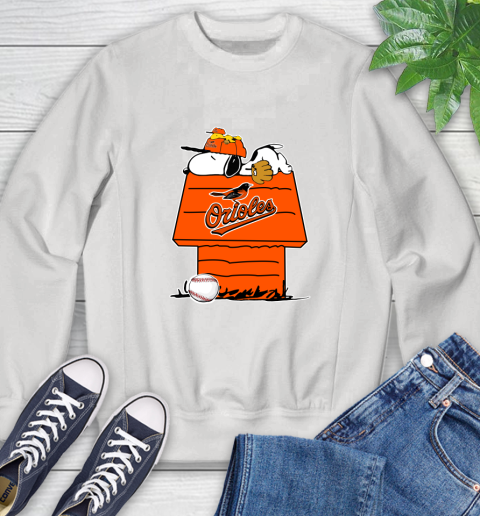 MLB Baltimore Orioles Snoopy Woodstock The Peanuts Movie Baseball T Shirt Sweatshirt
