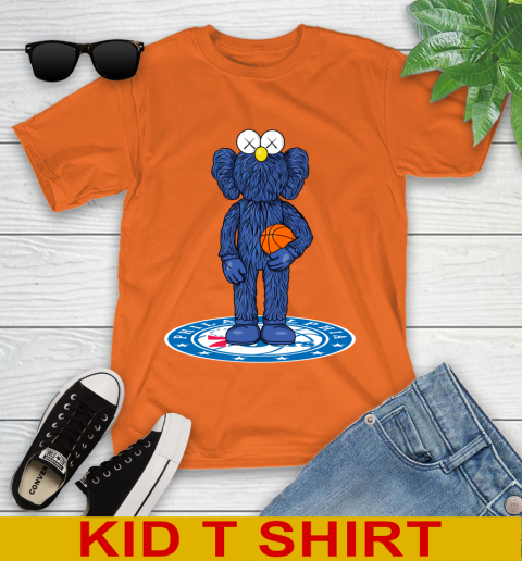 NBA Basketball Philadelphia 76ers Kaws Bff Blue Figure Shirt Youth T-Shirt 7