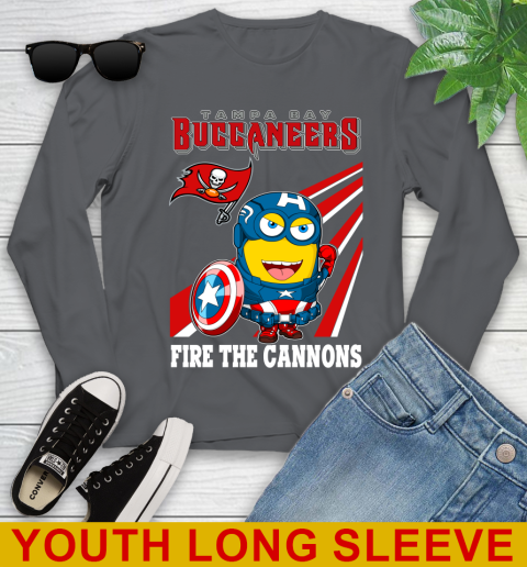 NFL Football Tampa Bay Buccaneers Captain America Marvel Avengers Minion Shirt Youth Long Sleeve 9
