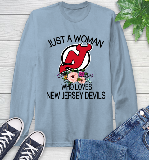NHL Just A Woman Who Loves New Jersey Devils Hockey Sports Long Sleeve T-Shirt 6