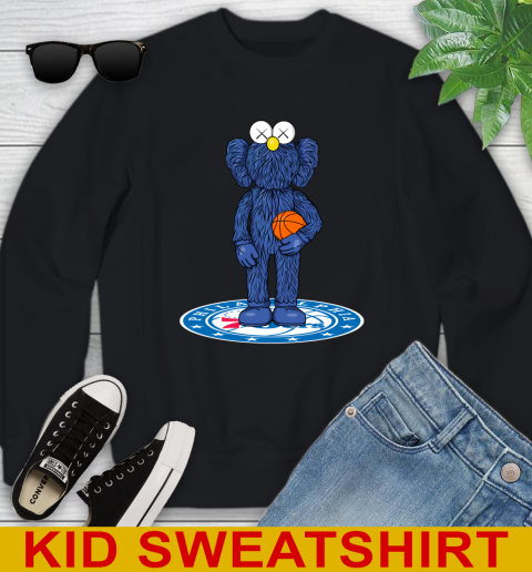NBA Basketball Philadelphia 76ers Kaws Bff Blue Figure Shirt Youth Sweatshirt 2