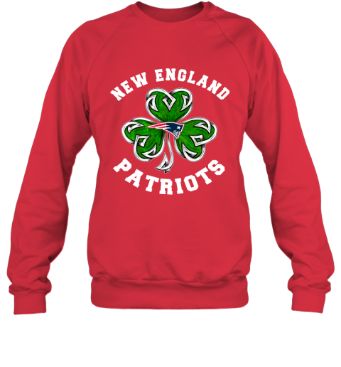 NFL New England Patriots Three Leaf Clover St Patrick's Day Football Sports pHBRP5DC4k4 sweatshirt 35 95 151514 front red