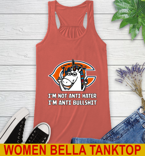 Chicago Bears NFL Football Unicorn I'm Not Anti Hater I'm Anti Bullshit Racerback Tank 4