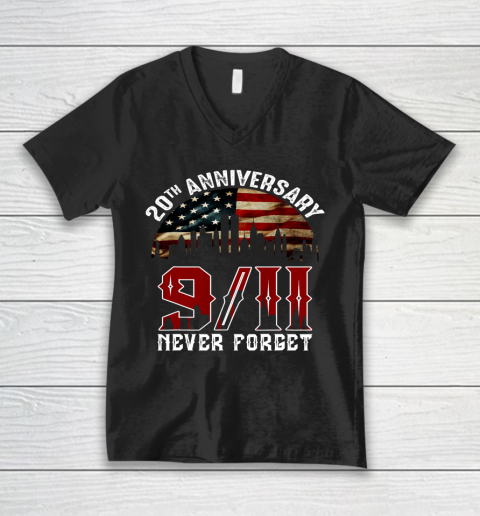 Never Forget 9 11 20th Anniversary Patriot Day 2021 V-Neck T-Shirt