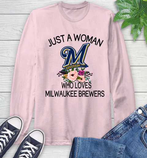MLB Just A Woman Who Loves Milwaukee Brewers Baseball Sports Long Sleeve T-Shirt 8