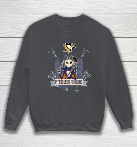 NHL Pittsburgh Penguins Hockey Jack Skellington Halloween Sweatshirt 4