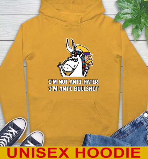 Minnesota Vikings NFL Football Unicorn I'm Not Anti Hater I'm Anti Bullshit Hoodie 3