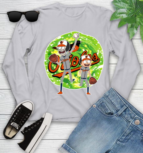 MLB Baltimore Orioles Rick And Morty Baseball Sports Youth Long Sleeve 5